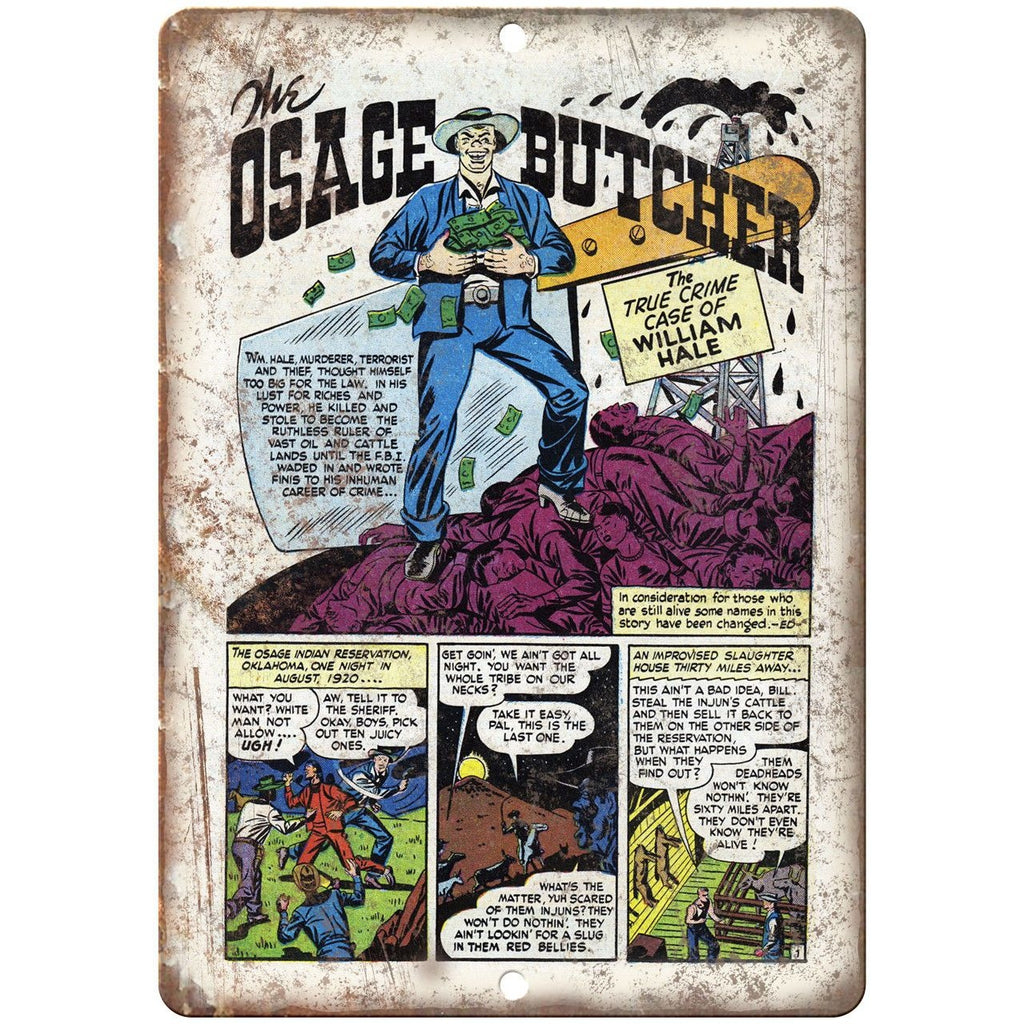 Osage Butcher Vintage Comic Strip Penalty! 10" X 7" Reproduction Metal Sign J345