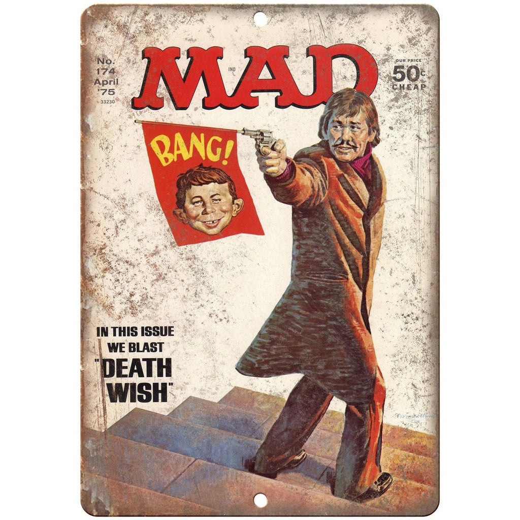 1975 Mad Magazine No. 174 Deah Wish 10" x 7" Reproduction Metal Sign J52