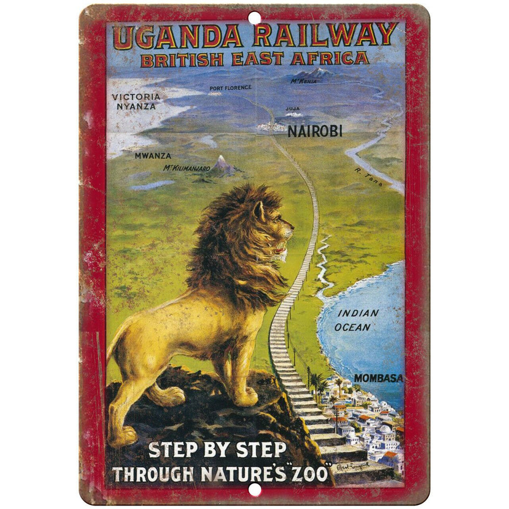 Uganda Railway East Africa Travel Poster 10" x 7" Reproduction Metal Sign T01