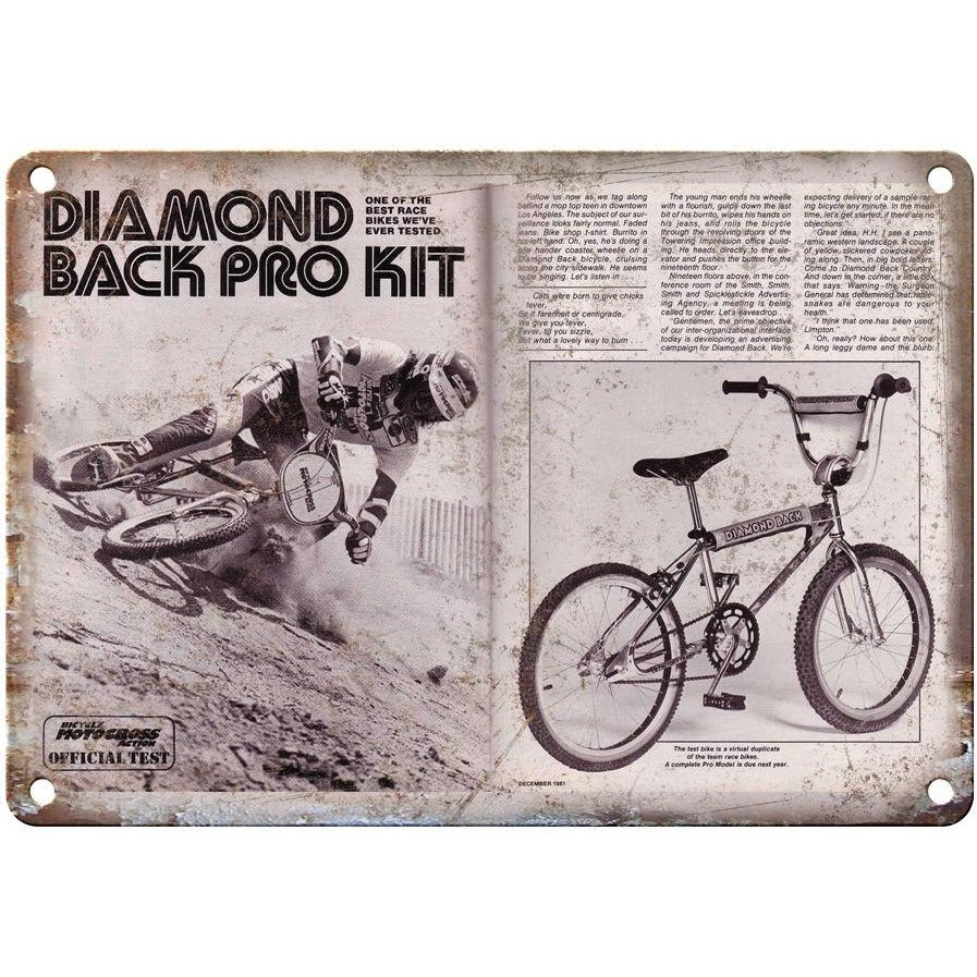 1981 Diamond Back Pro Kit BMX, Race Bike 10" x 7" Reproduction Metal Sign