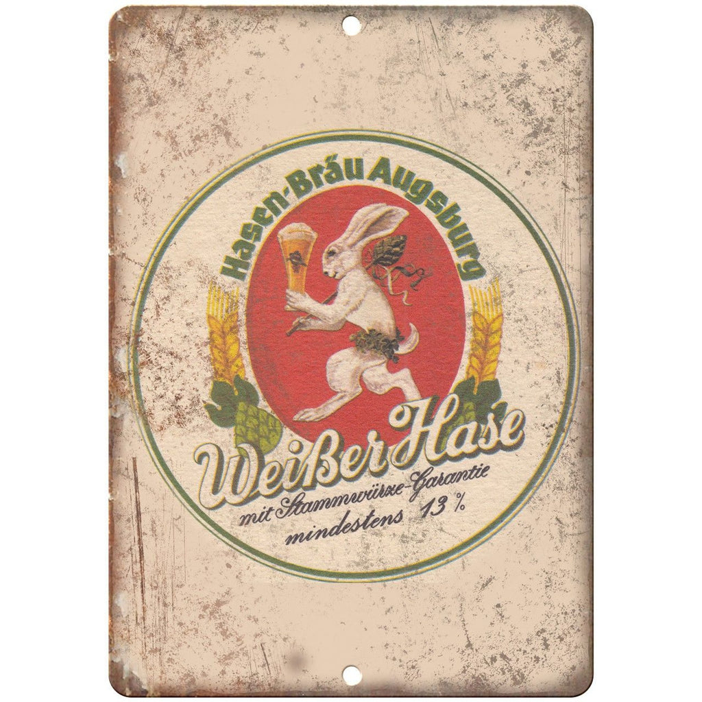 Weiber Hase Hansen Brau Augsburg Beer Vintage Ad Reproduction Metal Sign E128