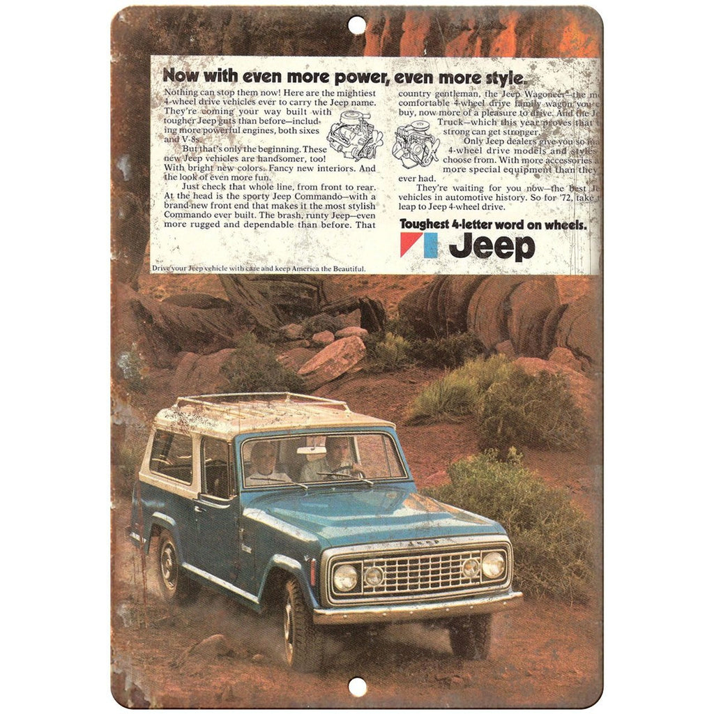 RARE 70's Jeep ad 10" x 7" Reproduction Metal Sign