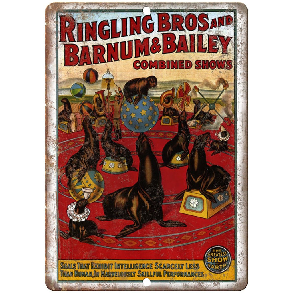 Ringling Bros Barnum Combined Shows 10" X 7" Reproduction Metal Sign ZH115