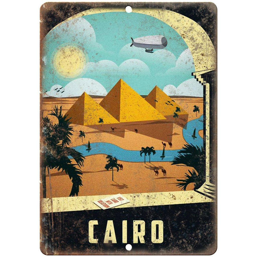 Cairo Egypt Vintage Travel Poster Art 10" x 7" Reproduction Metal Sign T42