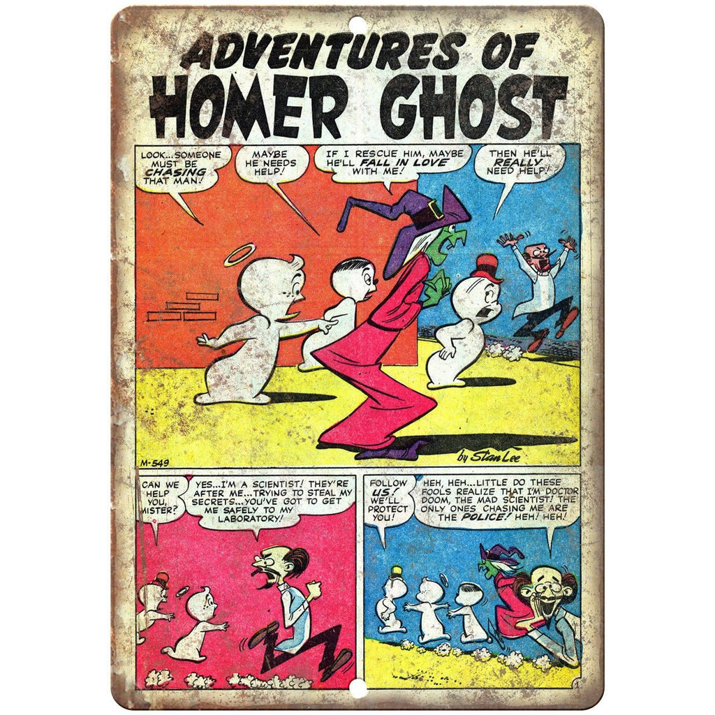 Homer The Ghost Vintage Comic Strip Art 10" X 7" Reproduction Metal Sign J191