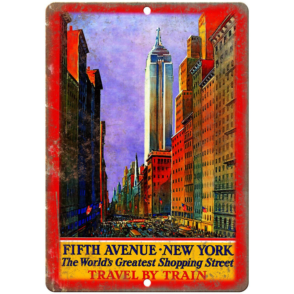 New York City Fifth Avenue Travel Poster 10" x 7" Reproduction Metal Sign T17