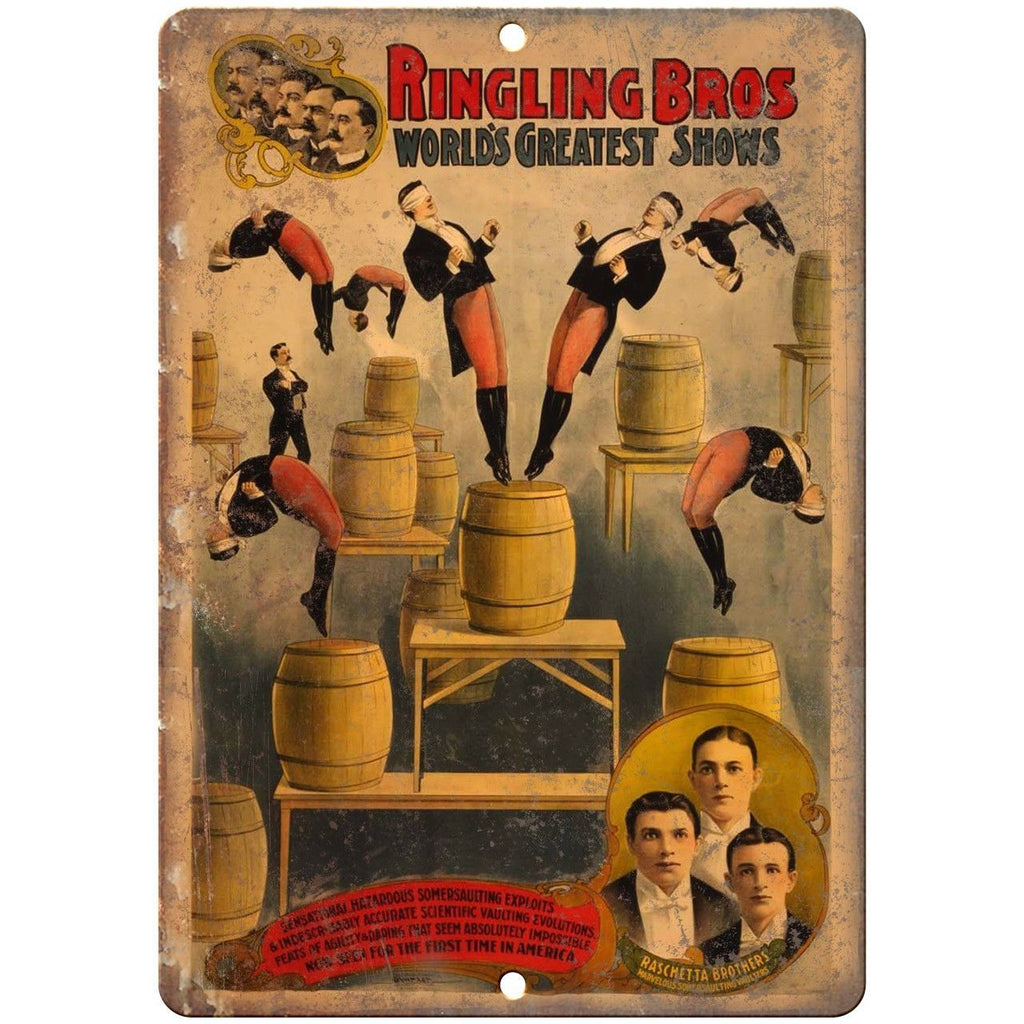 Ringling Brothers Raschetta Brothers 10" X 7" Reproduction Metal Sign ZH108