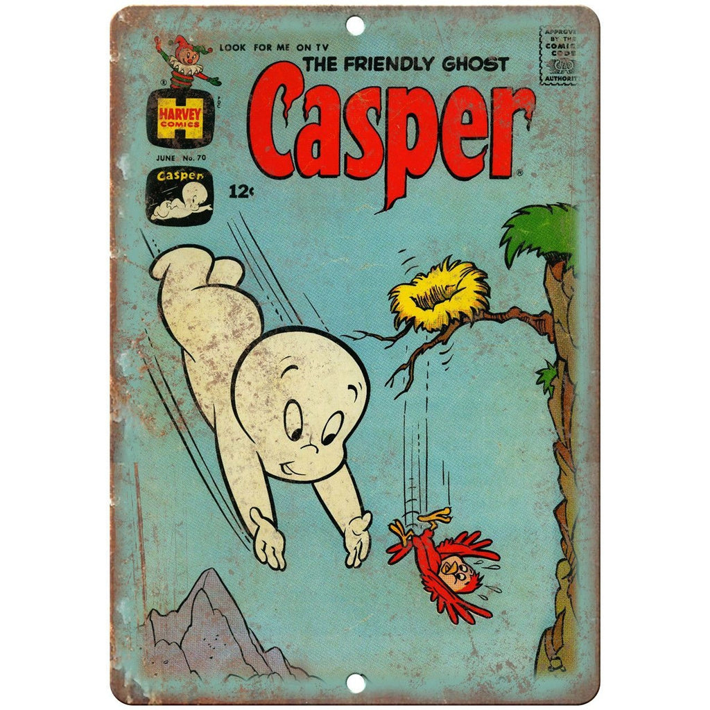 Casper Friendly Ghost Harvey Comic Art 10" X 7" Reproduction Metal Sign J184
