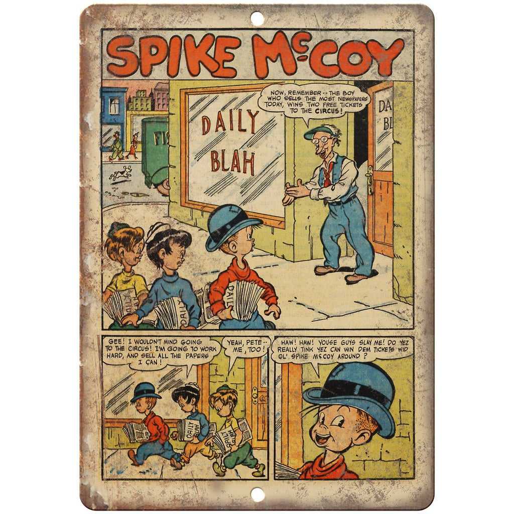 Spike McCoy Comic Strip Vintage Art 10" x 7" Reproduction Metal Sign J576