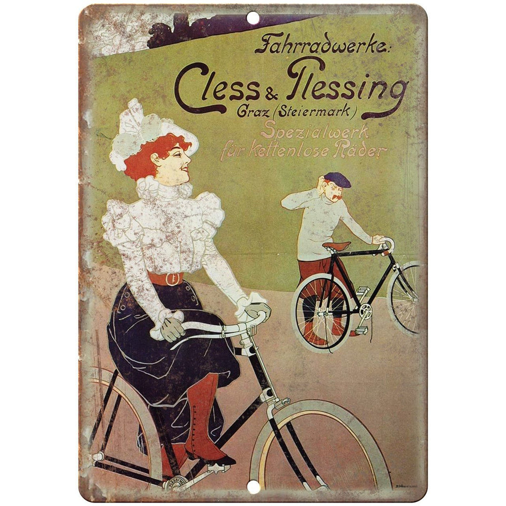 Cless & Plessing Bicycle Vintage Ad 10" x 7" Reproduction Metal Sign B344