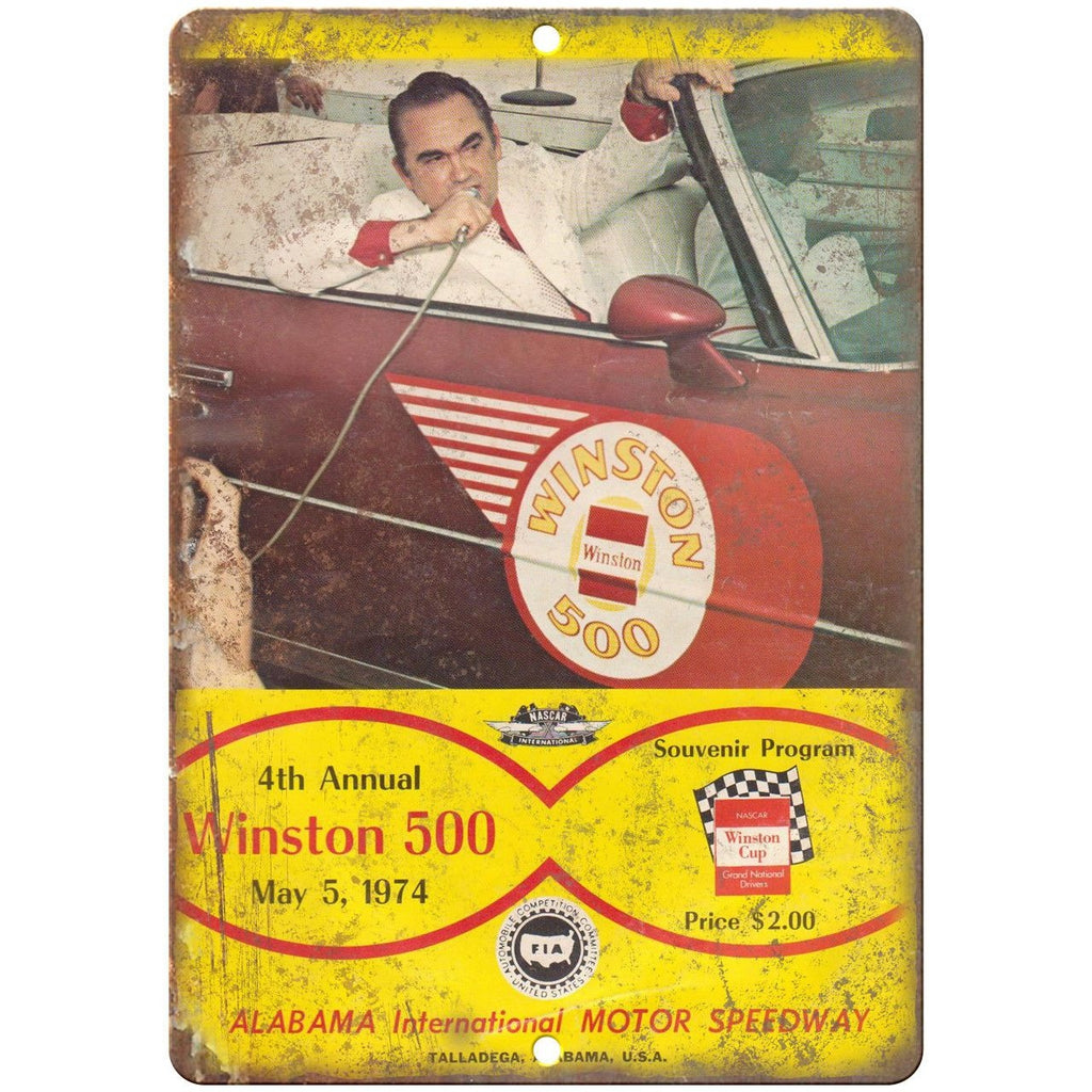 Winston 500 1974 Alabama Speedway Talladega 10" X 7" Reproduction Metal Sign A57