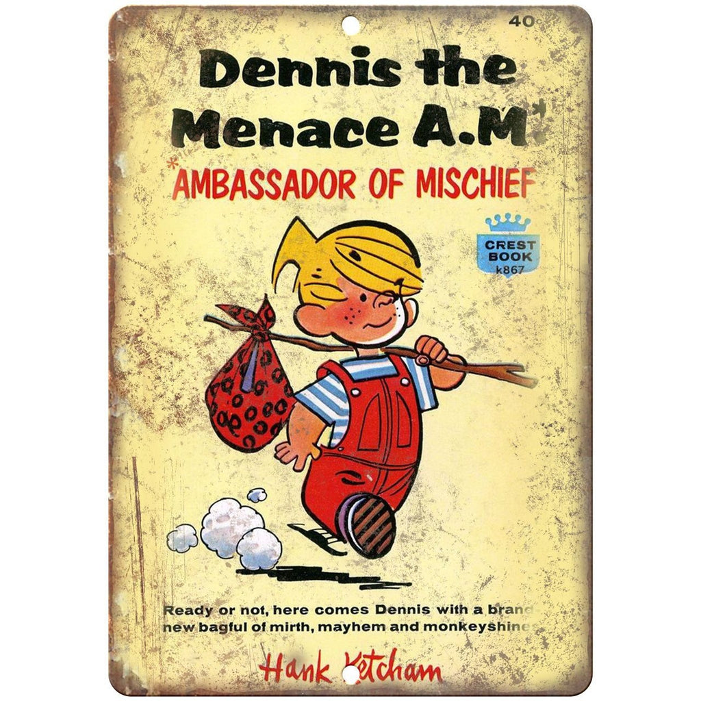 Dennis The Menace Hank Ketcham Hallden Fawcett 10'" x 7" reproduction metal sign