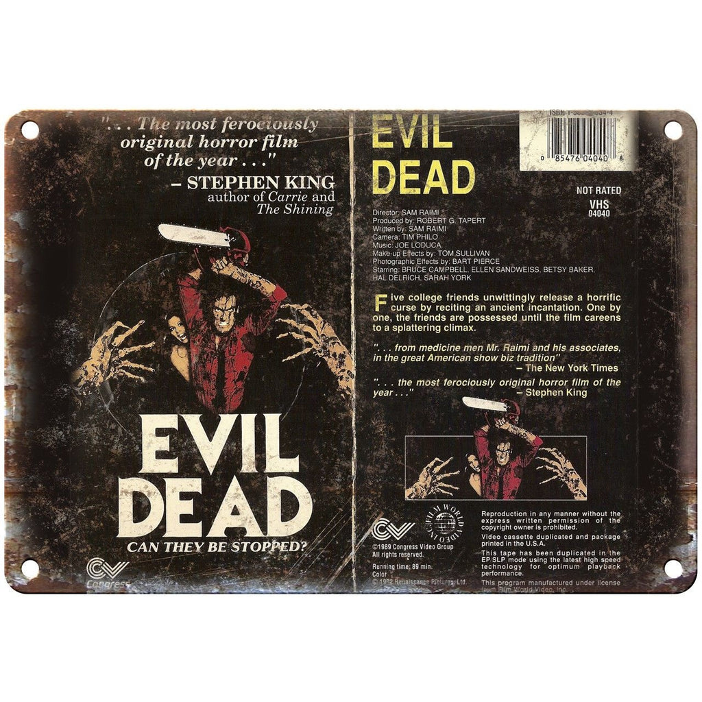Evil Dead Congress Video Group VHS Box Art 10" X 7" Reproduction Metal Sign V36
