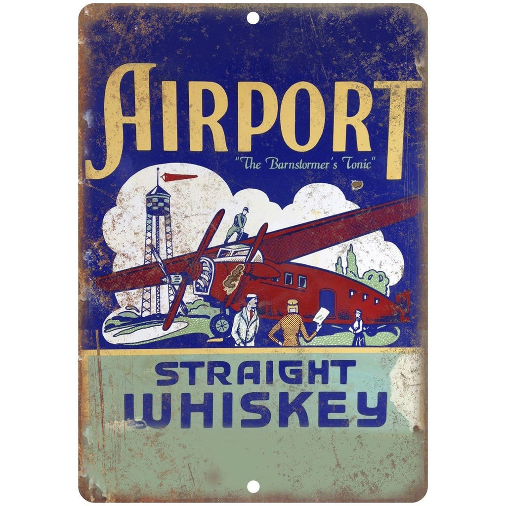 Airport Whiskey Porcelain Look 10" X 7" Reproduction Metal Sign U78