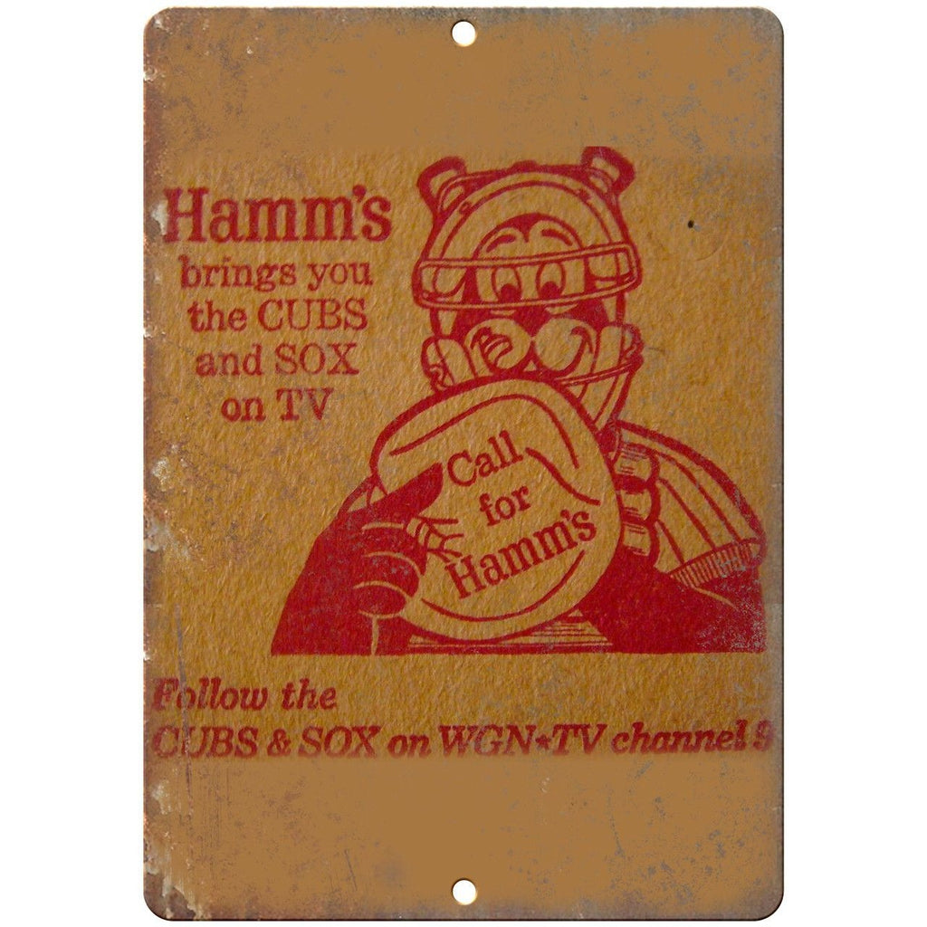 Hamm's Cubs Sox Baseball Beer Vintage Ad Reproduction Metal Sign E132