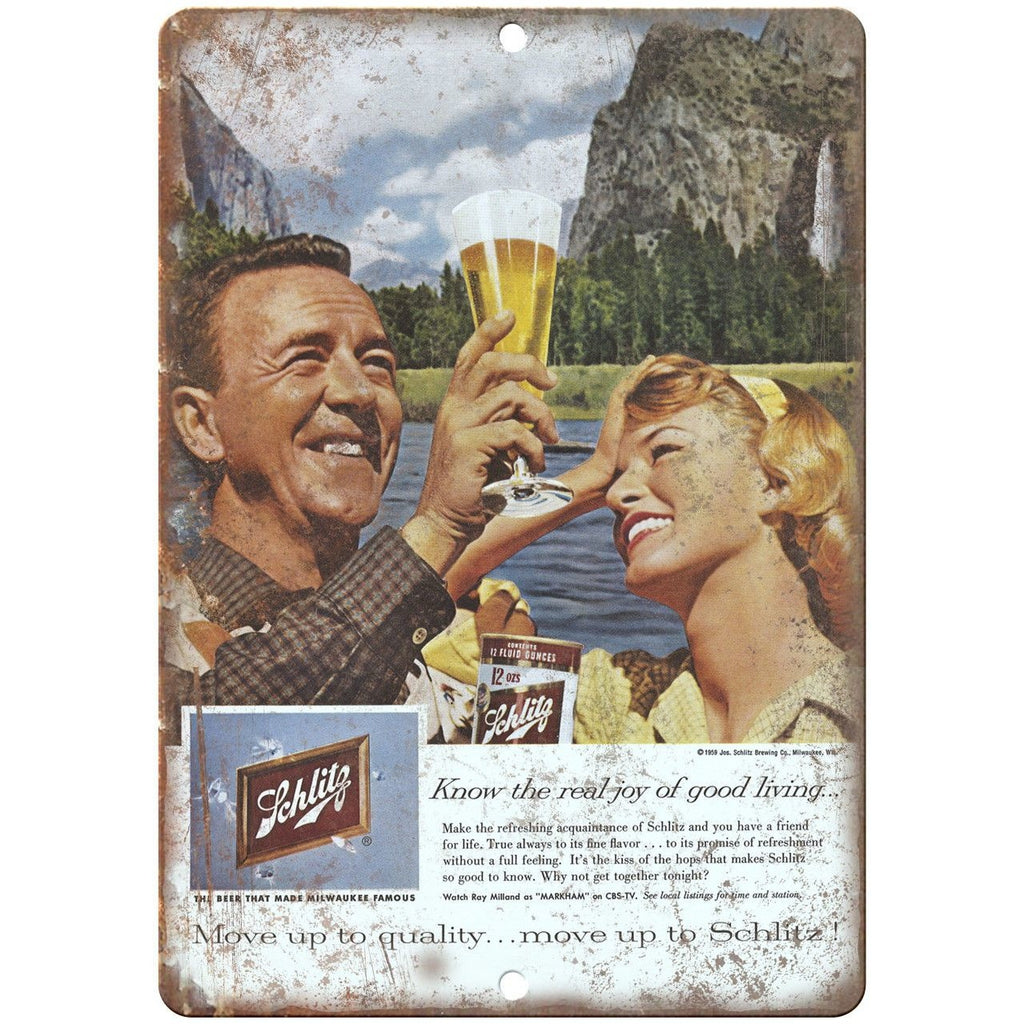 Schlitz Vintage Beer Ad Breweriana 10" x 7" Reproduction Metal Sign E17