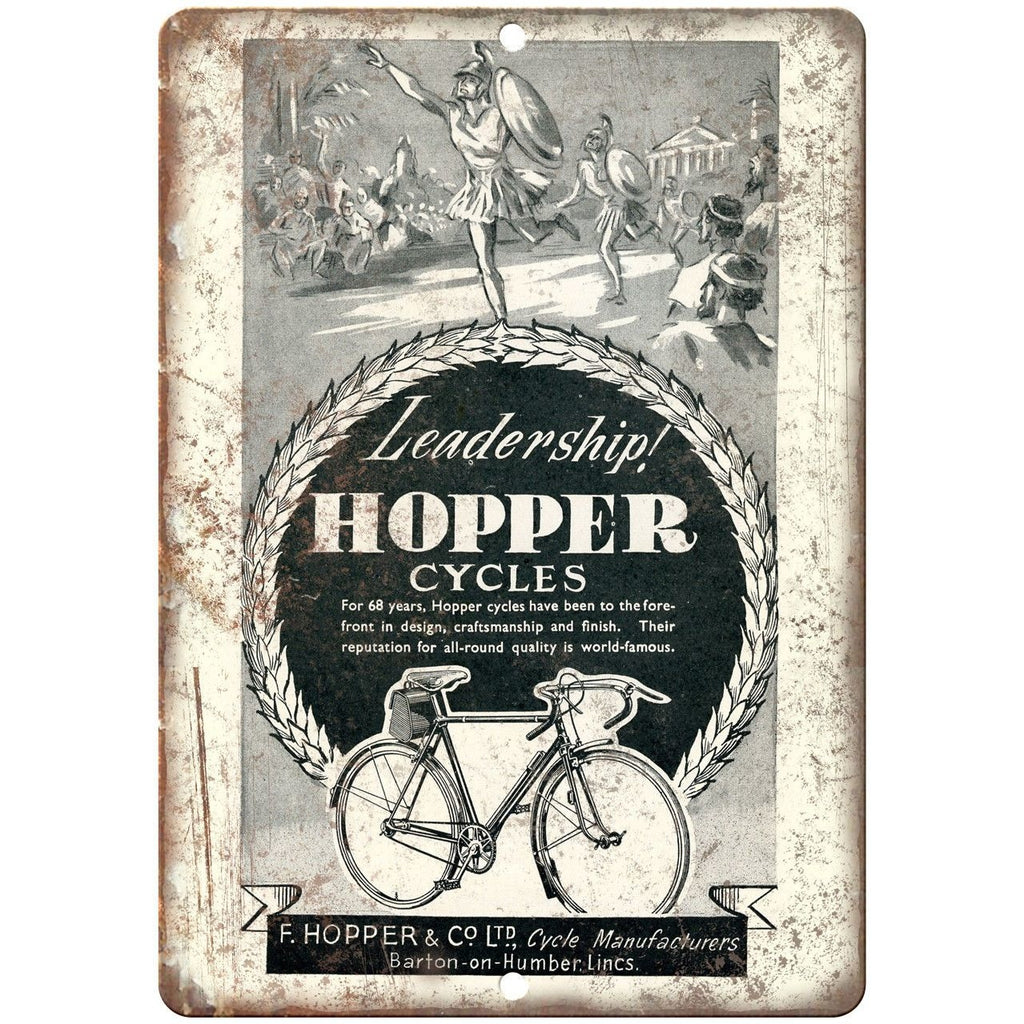 Leadership Hopper Cycles Bicycle Ad 10" x 7" Reproduction Metal Sign B262