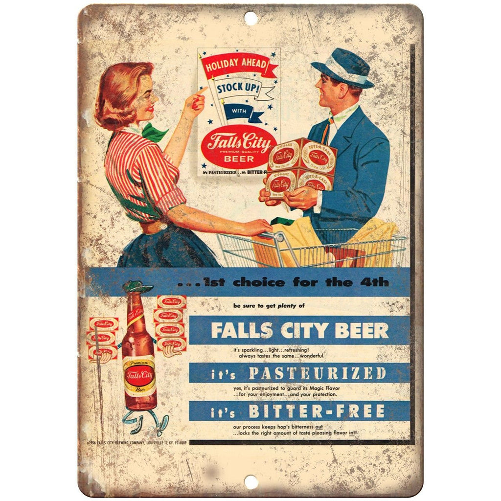 Falls City Beer Shopping Vintage Breweriana Ad Reproduction Metal Sign E71