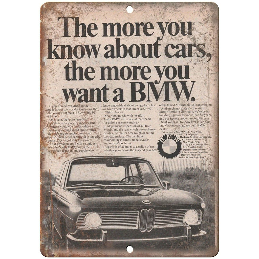 BMW Hoffman Motors Corporation Vintage Ad 10" x 7" Reproduction Metal Sign A104