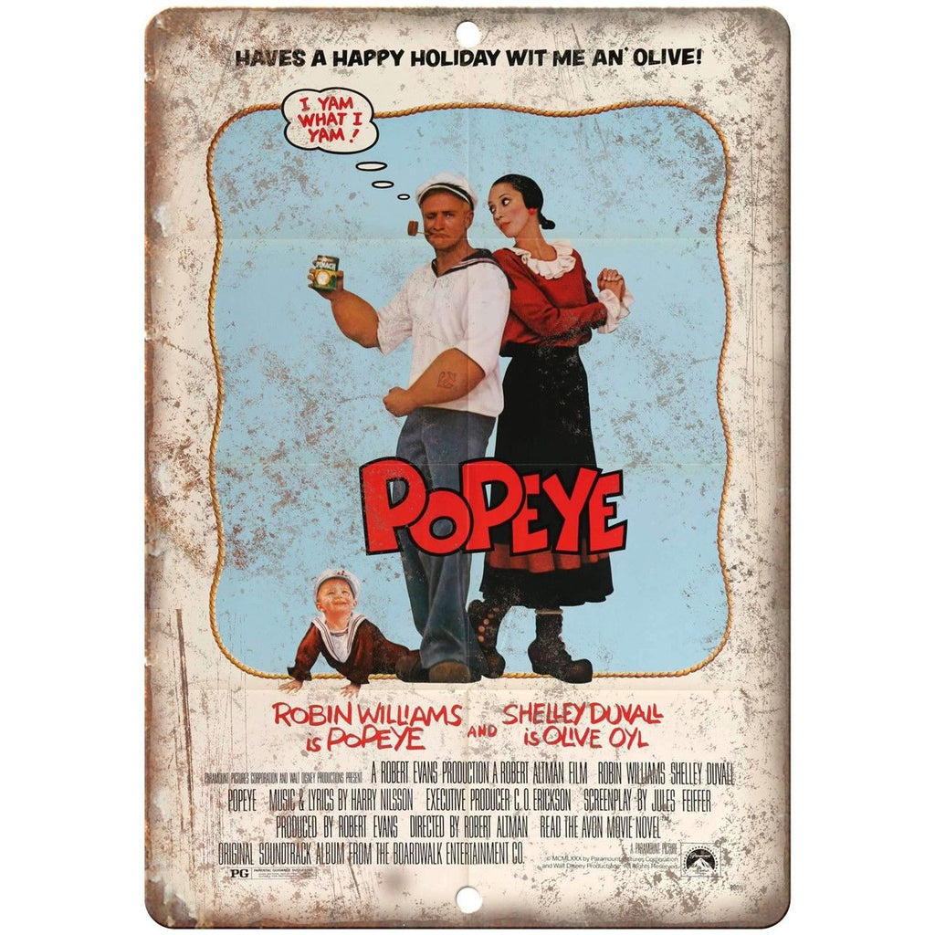 Popeye Movie Robin Williams Shelly Duvall 10"X7" Reproduction Metal Sign J256