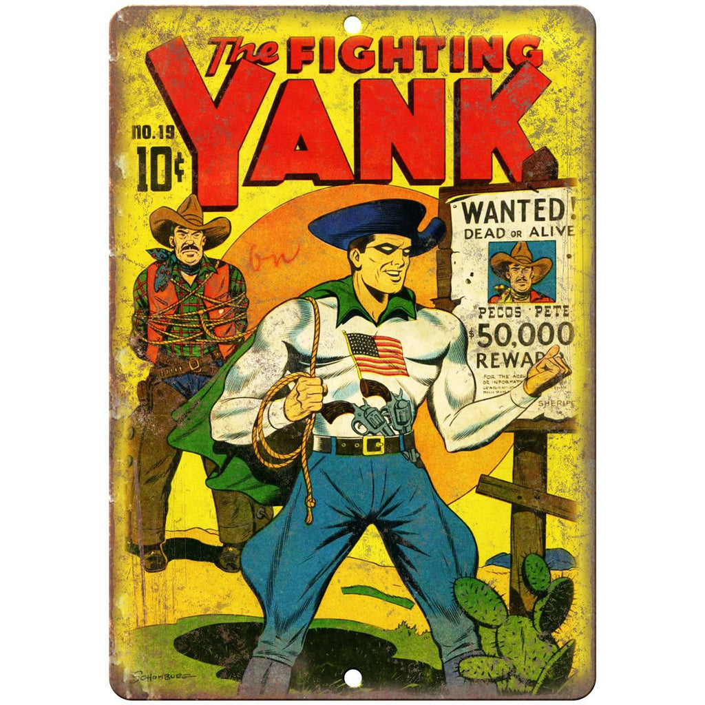 The Fighting Yank No 19 Comic Book Cover 10" x 7" Reproduction Metal Sign J596