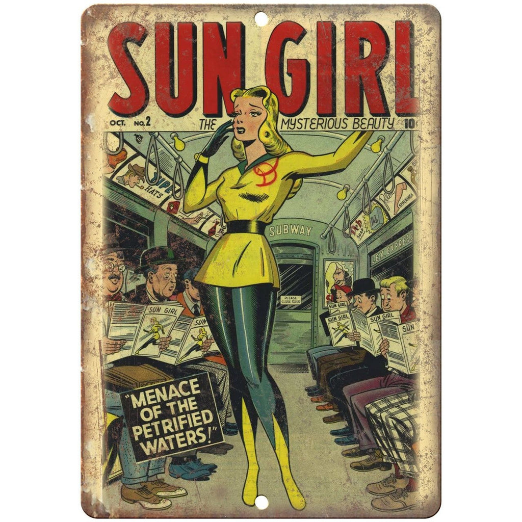 Sun Girl Vintage Comic Art 10" X 7" Reproduction Metal Sign J229