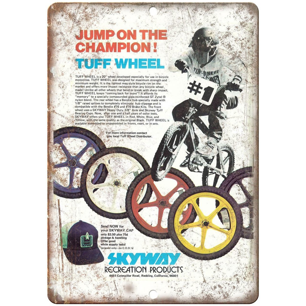 1979 Skyway Wheels BMX Racing Freestyle 10" x 7" retro metal sign B24