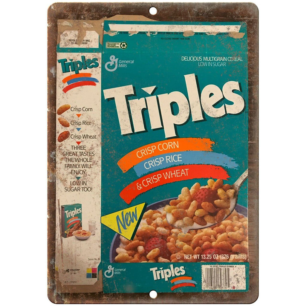 Triples Vintage Cereal Box Art 10" X 7" Reproduction Metal Sign N380