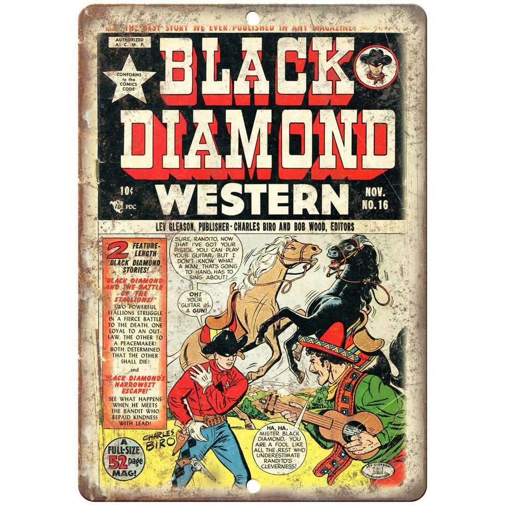 Black Diamond Western No 16 Comic Book Art 10" x 7" Reproduction Metal Sign J675