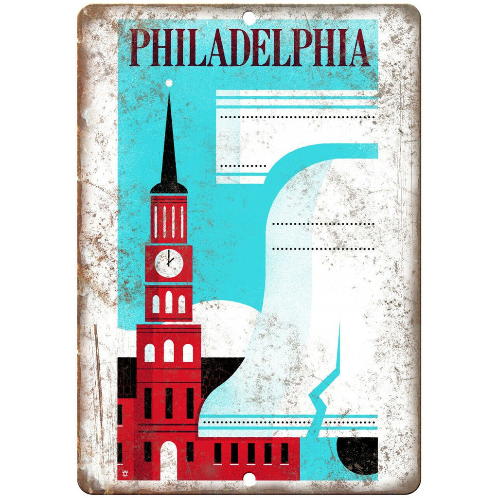Philadelphia Travel Poster Art 10" x 7" Reproduction Metal Sign T77