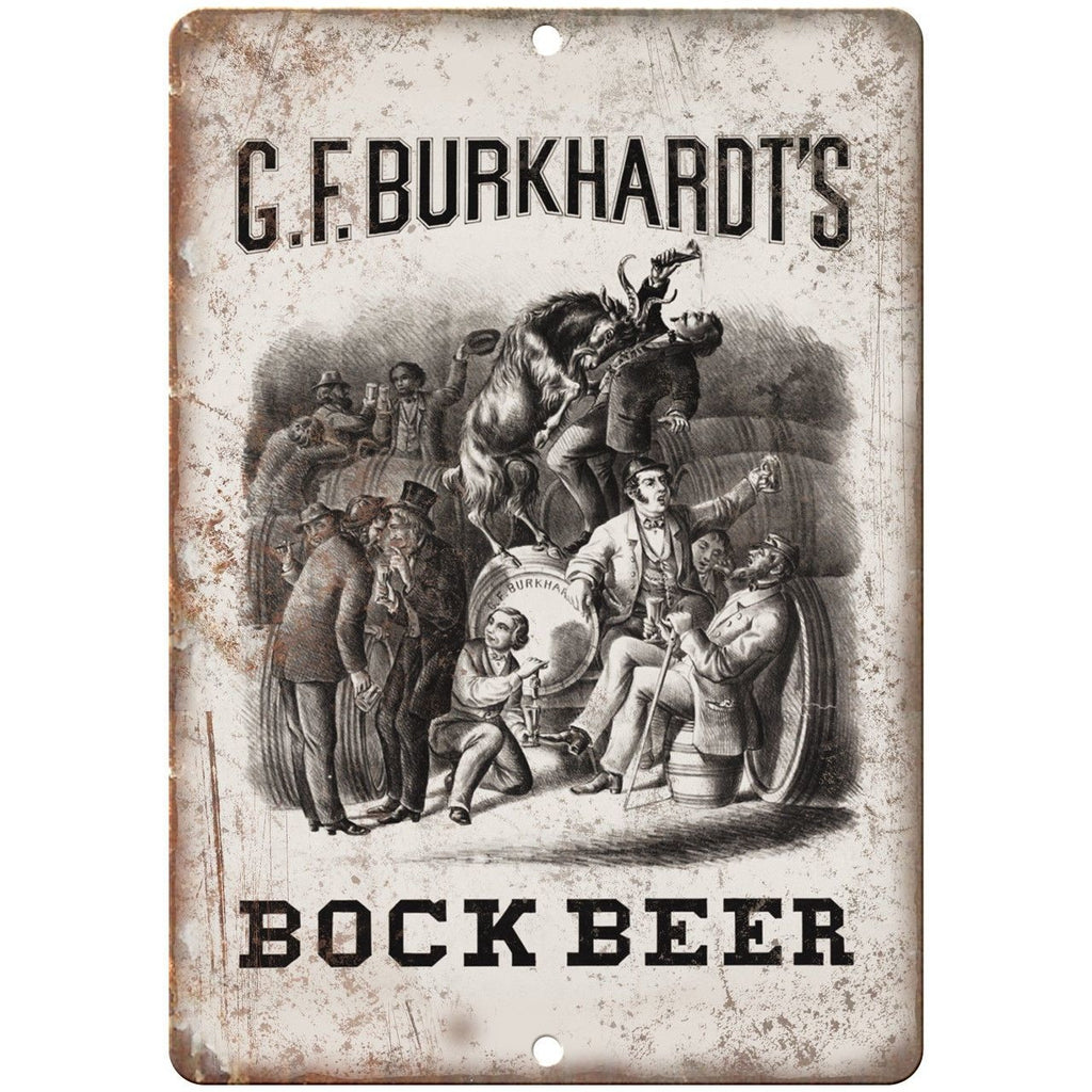 Bock Beer GF Burkhardt's Man Cave D‚àö¬©cor 9" x 12" Reproduction Metal Sign E218