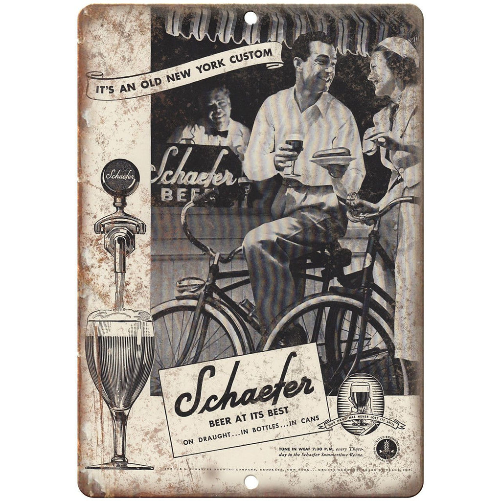 Schaefer Beer Vintage Ad New York 10" x 7" Reproduction Metal Sign E358