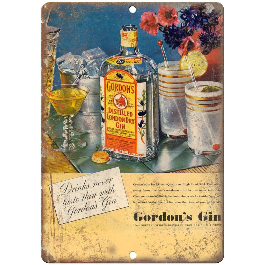 Gordon's Distilled Dry Gin Vintage Liquor Ad Reproduction Metal Sign E106