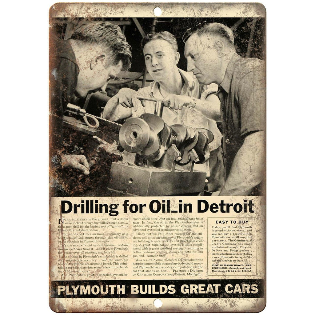 Plymouth Motor Oil Vintage Ad 10" X 7" Reproduction Metal Sign A735