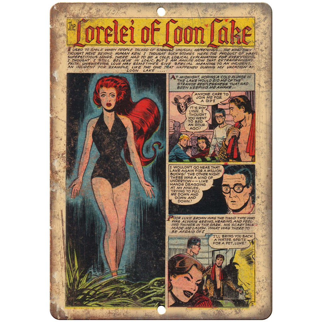 The Lorelei Of Loon Lake Comic Strip Ad 10" x 7" Reproduction Metal Sign J529