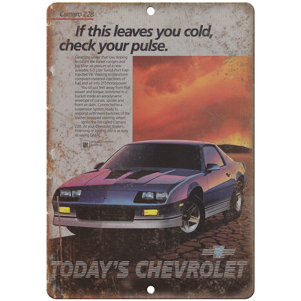 Chevy Camaro Z28 Advertisment Man Cave Retro 10" x 7" Reproduction Metal Sign