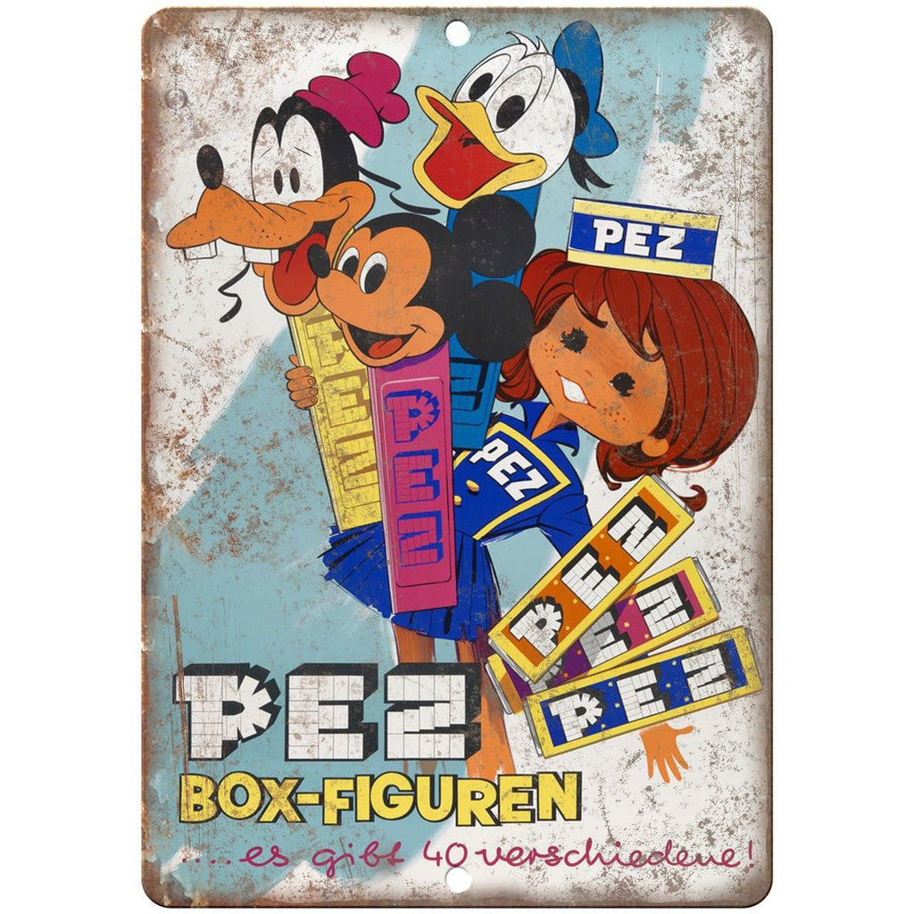 PEZ Candy Mickey Mouse Vintage Ad 10" X 7" Reproduction Metal Sign N70