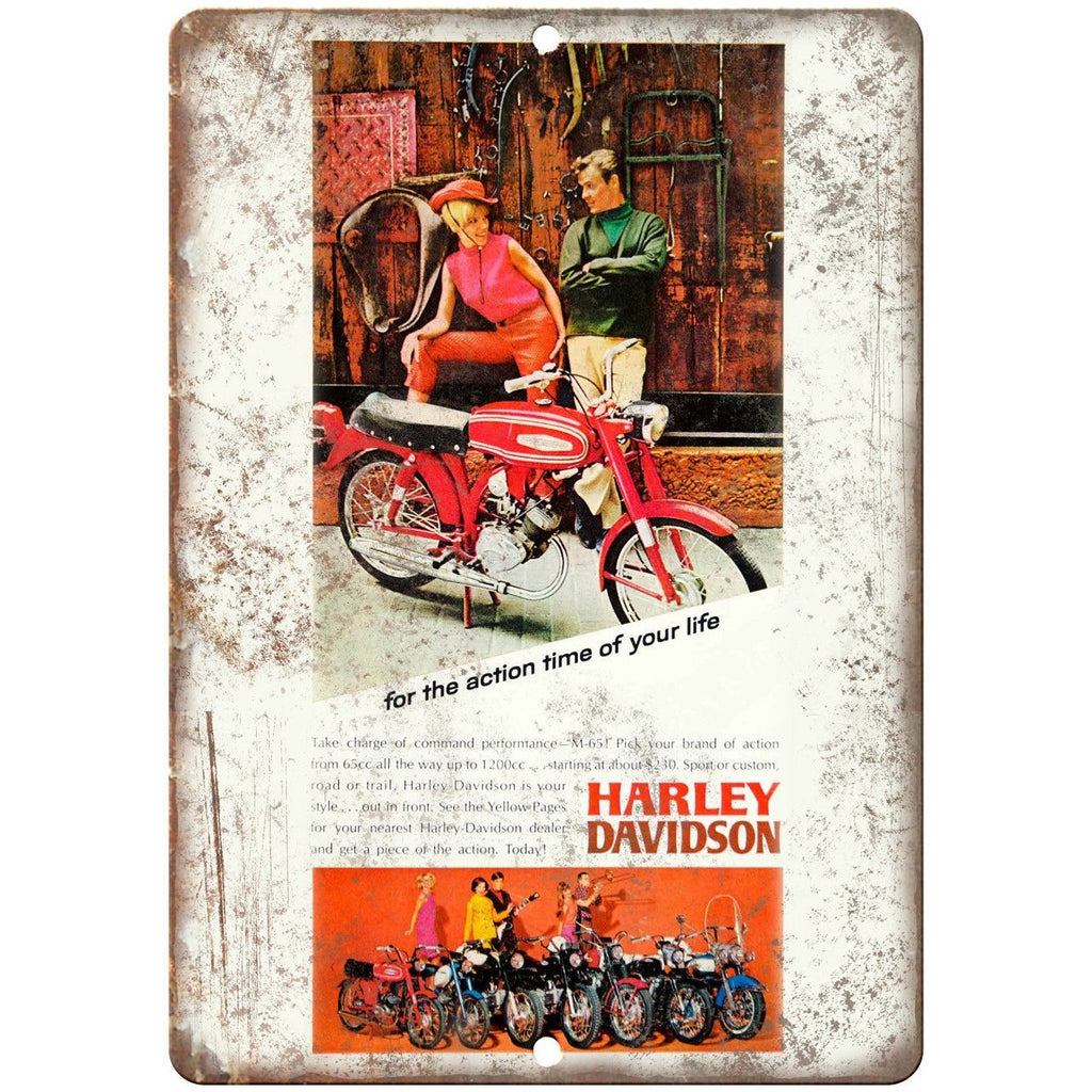1960s Harley Davidson Motorcycle Print Ad 10" X 7" Reproduction Metal Sign F31