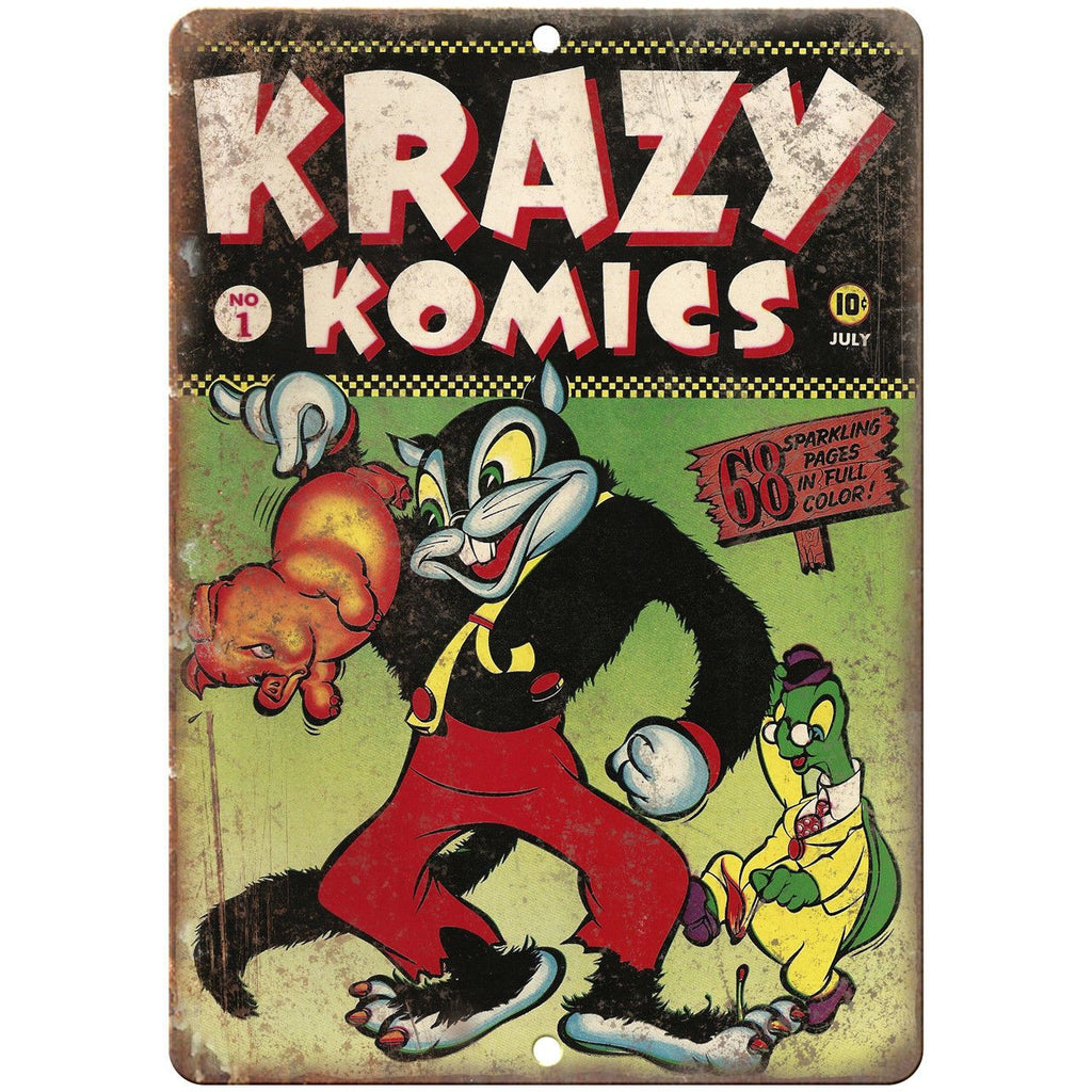 Krazy Komics No 1 Comic Book Cover Art 10" x 7" Reproduction Metal Sign J671