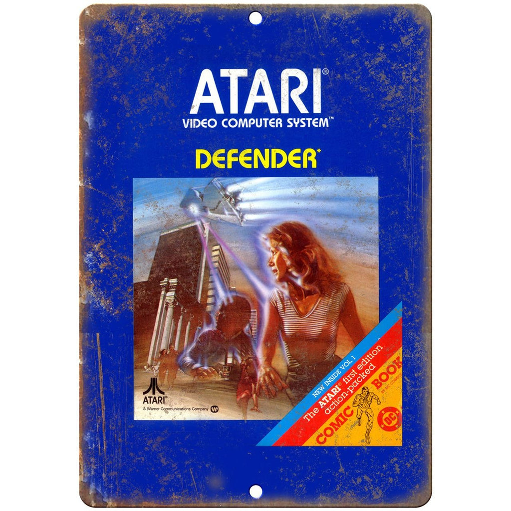 Atari Video Computer System Defender Video Game 10" x 7" Retro Look Metal Sign