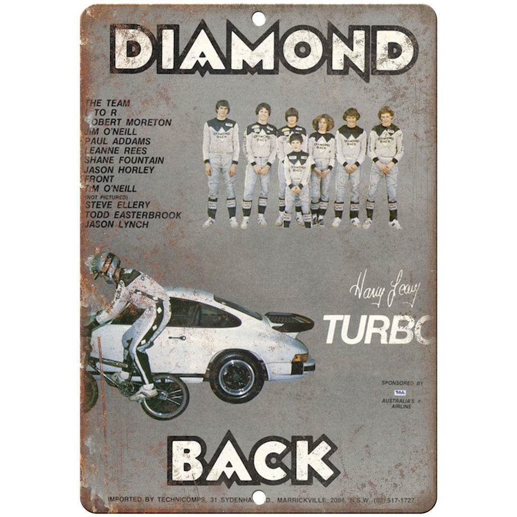 Diamond Back BMX, BMX Racing Harry Leary RARE ad 10" x 7" retro metal sign