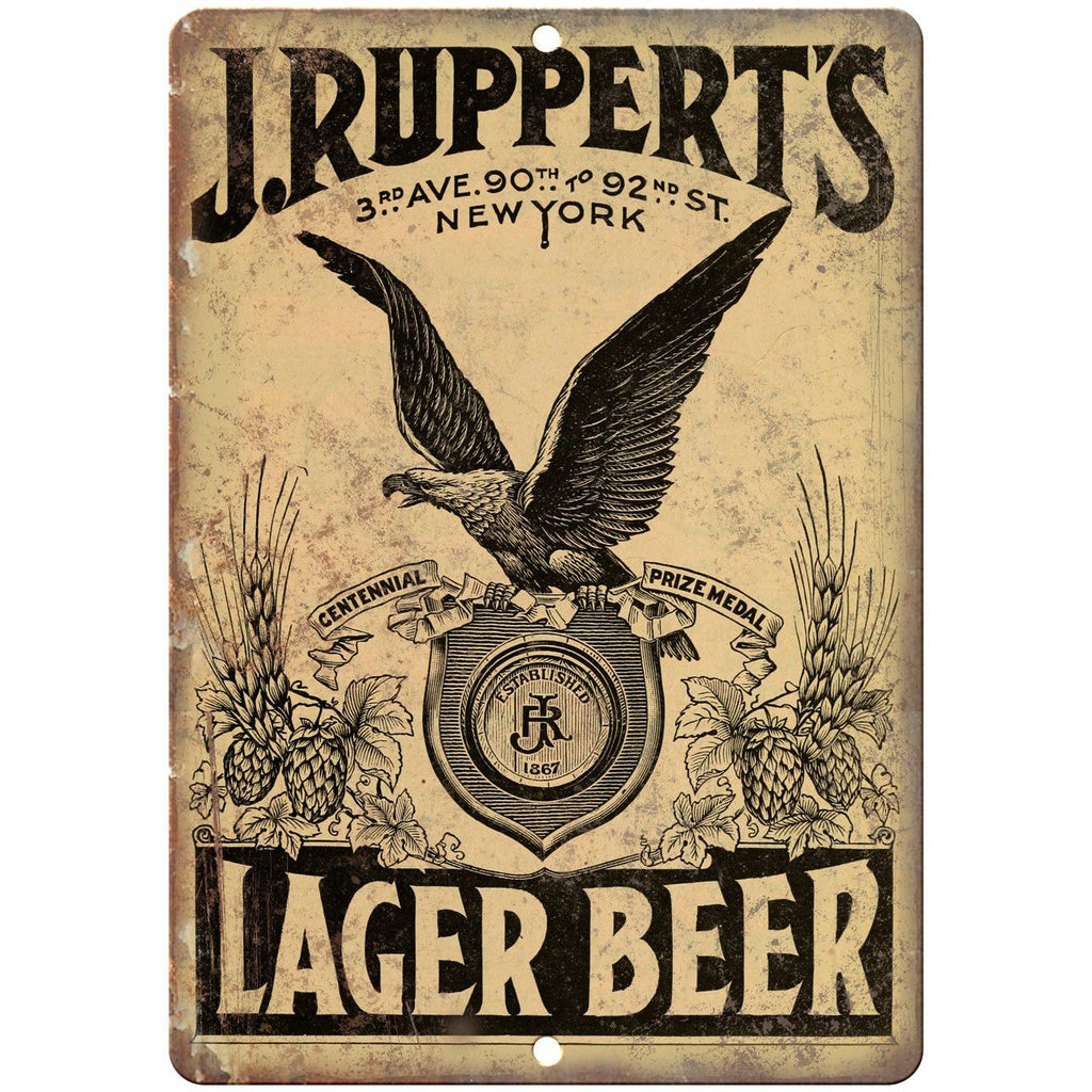J. Ruppert's Lager Beer Vintage Breweriana 10" x 7" Reproduction Metal Sign E372