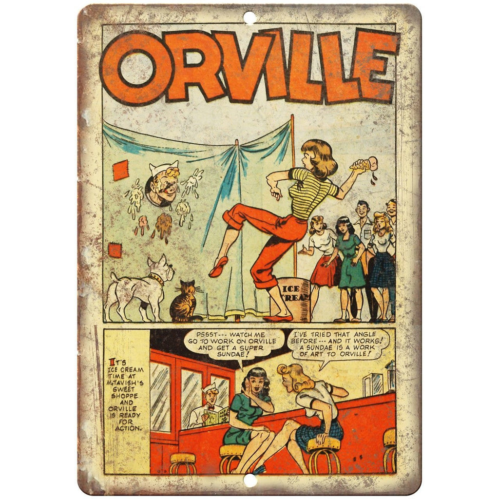 Orville Ace Golden Age Comic Strip 10" X 7" Reproduction Metal Sign J476