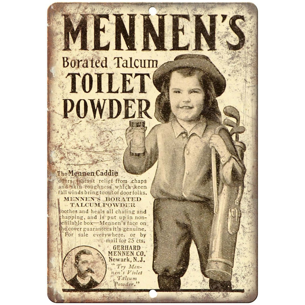 Mennen Toilet Powder Vintage Ad 10" X 7" Reproduction Metal Sign ZF102