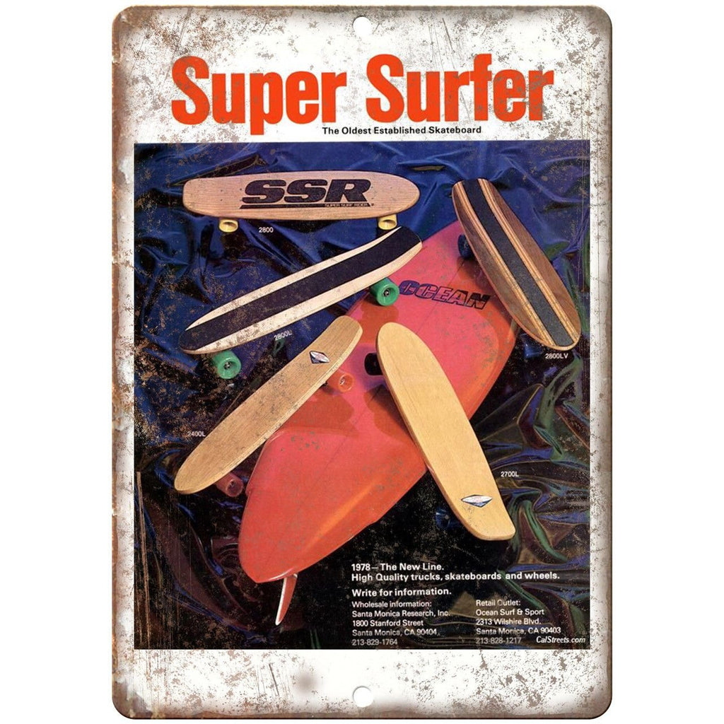 1978 Super Surfer Freestyle Skateboard Ad 10" x 7" Reproduction Metal Sign
