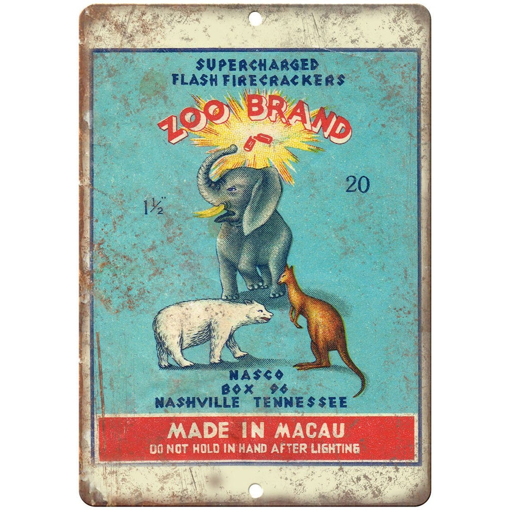 Zoo brand Firework Package Art 10" X 7" Reproduction Metal Sign ZD82