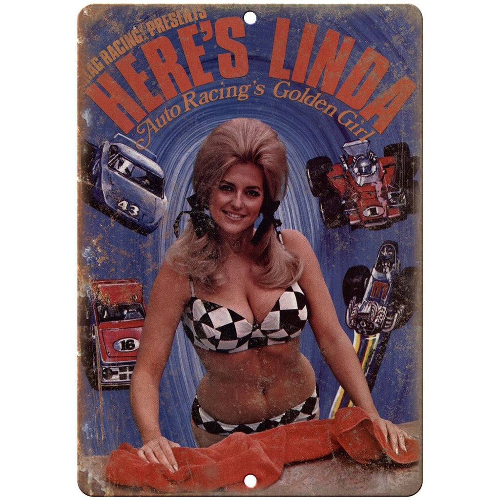 Linda Vaughn Miss Hurst Vintage Ad 10" X 7" Reproduction Metal Sign A45