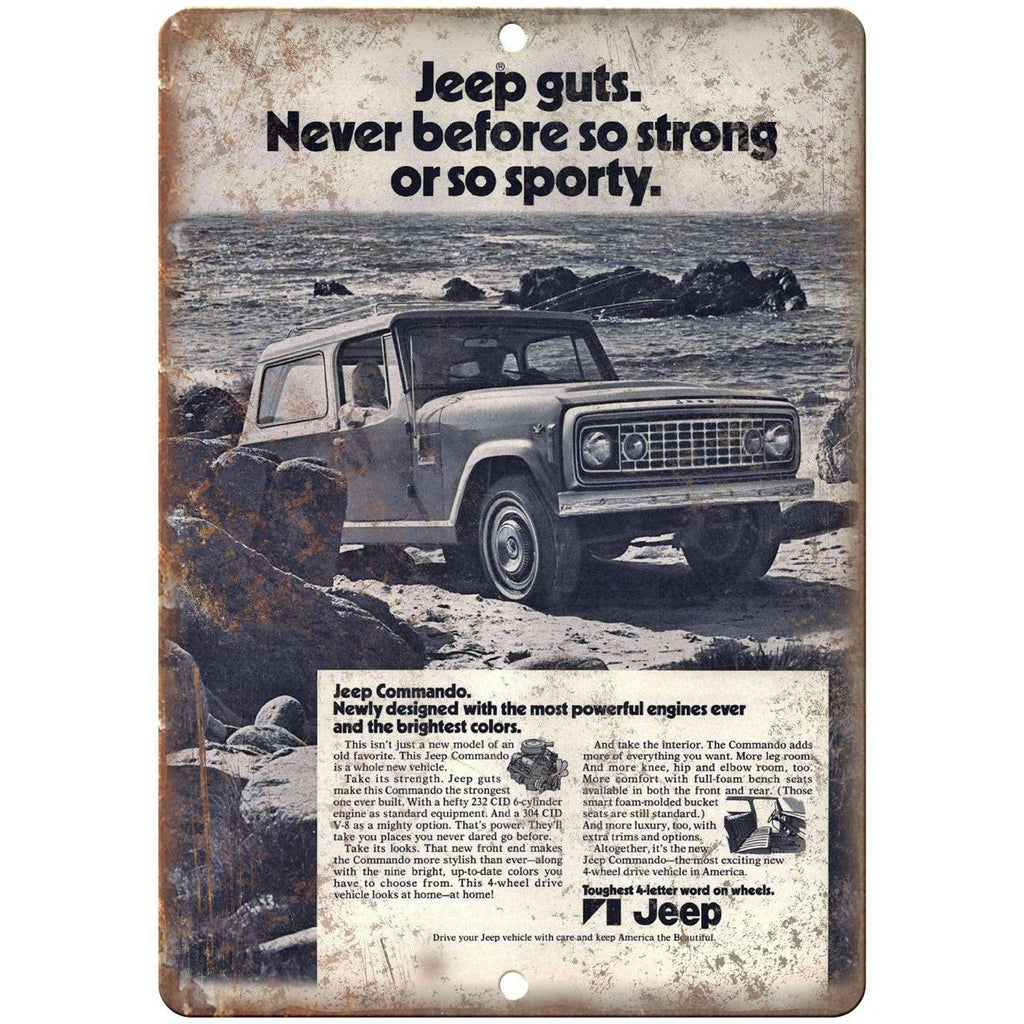 Jeep Commando Vintage Ad 10" x 7" Reproduction Metal Sign A401