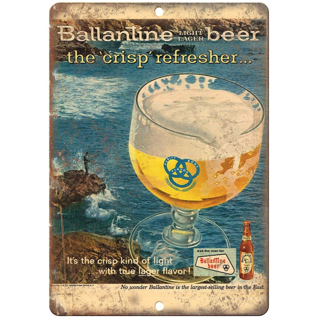 Ballantine Light Lager Beer Ad 10" x 7" Reproduction Metal Sign E287