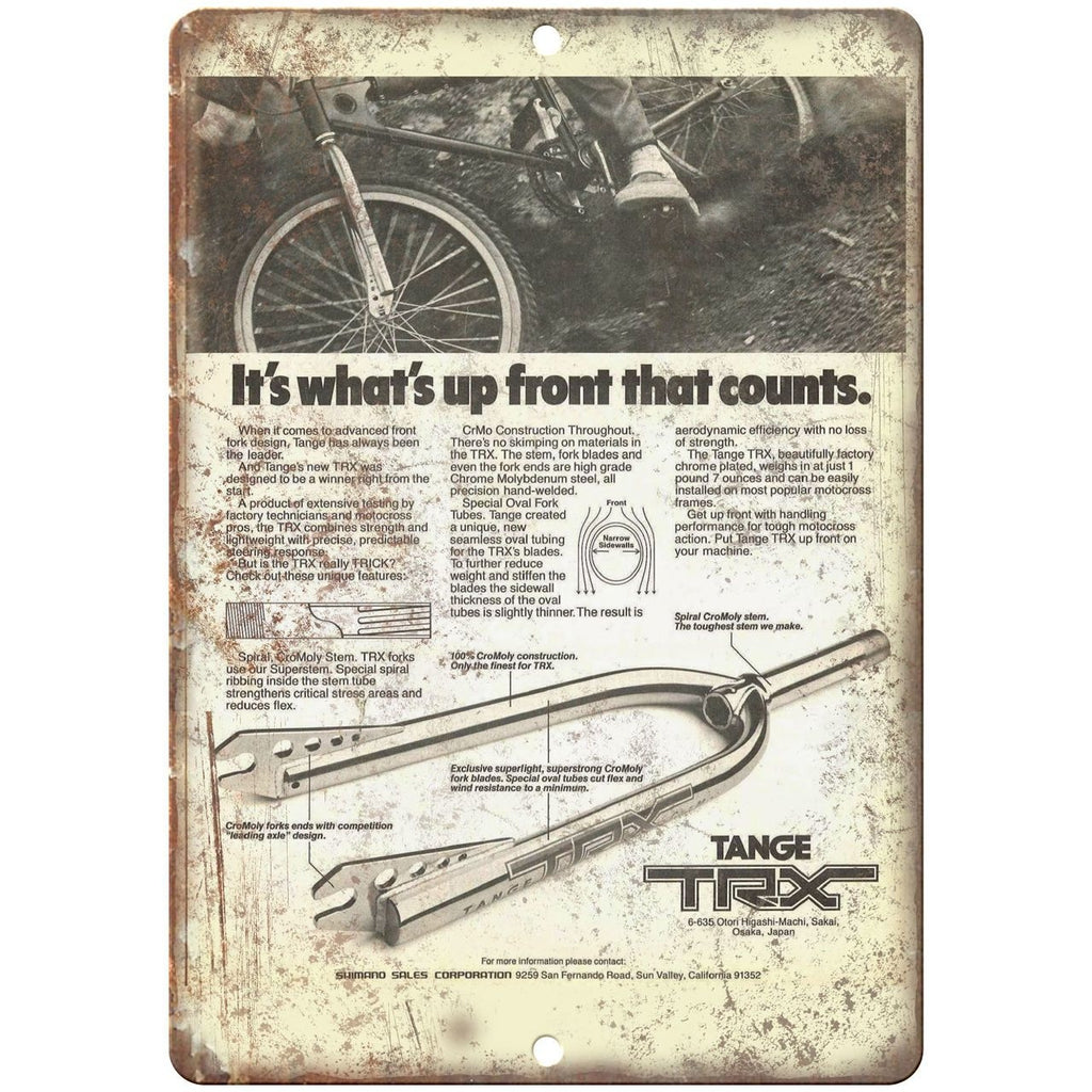 Tange TRX BMX Forks - 10" x 7" Metal Sign Vintage Look Reproduction